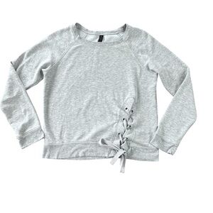 Gray Crewneck Sweater With Tie Detail.